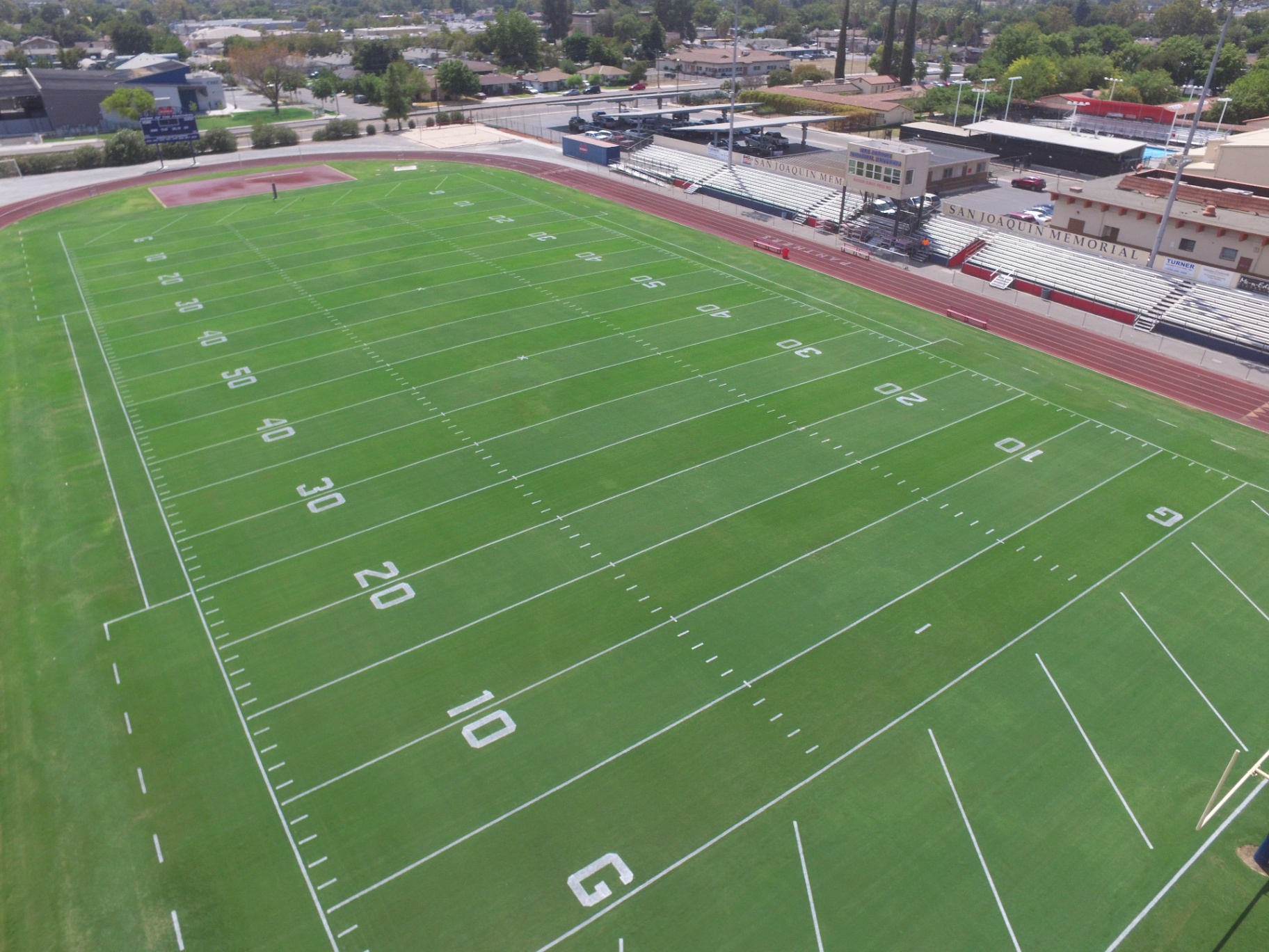 Premier athletic field at dusk